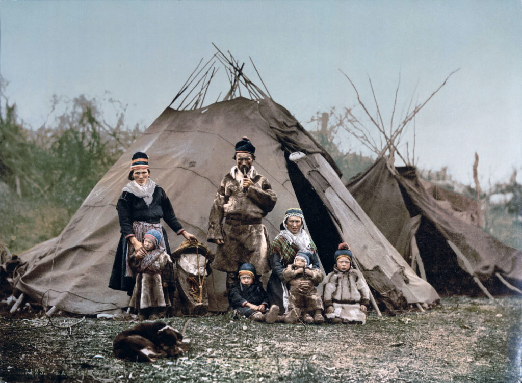 Famille de Samis, peuple autochtone de Laponie