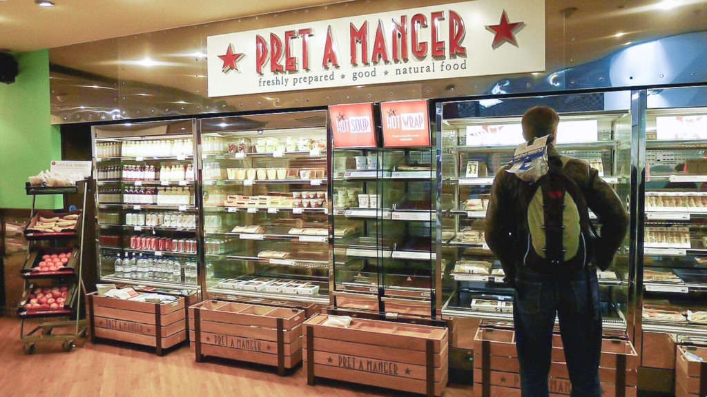 Les rayons de la chaîne de Fast Food britannique Pret A Manger